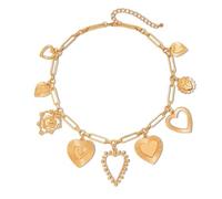 Collar grueso de oro para mujer, elegante collar con colgante de corazón grande de metal, cadena de clavícula vintage ajustable, accesorios de joyería de fiesta apilables, collares de moda atrevidos