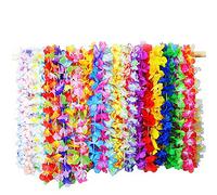 Collar Guirnalda Fiesta Hawaianos,36 Piezas Leis Coloridas Flores Arco Iris con Volantes,Tropicales Luau Pulsera para Decoraciones Vestido Tema Verano,Suministros Fiesta Cumpleaños Vacaciones Playa