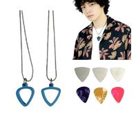 Collar Guitarra Pleectrum Costeo, Soporte para Collar Púa de Guitarra de Silicona, 3pcs Picks de Acero Inoxidable Y 3 Piezas Celulosides Coloridas, para Paletas De Guitarra, Paletas De Ukulele