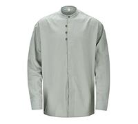 Collar Half Open Shirt Herren Classic Tops Japanese Leinen hemd Langarm Businesshemd Stehkragen Herrenhemd Katana Hemd Kyoto Einfarbig Stehkragen atmungsaktiv, Verde militar., XXL