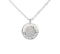 Collar hecho a mano con diseño de meandro griego antiguo con circonitas blancas, plata de ley 925, 1 cm, 2 g, Talla única, Plata esterlina, Circonita preciosa