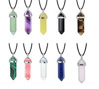 Collar Hexagonal De Cristales Morados Y Rosas, Joyería Para Mujer, COLLAR COLGANTE De Piedra Natural, Péndulo De Cuarzo,al Azar Durante