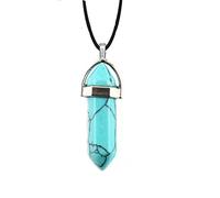 Collar Hexagonal De Cristales Morados Y Rosas, Joyería Para Mujer, COLLAR COLGANTE De Piedra Natural, Péndulo De Cuarzo,Turquesa