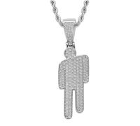 Collar Hip Hop Bad Guy Villain, collar de hombre pequeño con cabeza torcida, collar con colgante de cabeza redonda de circonita para parejas, collares de cadena gruesa ajustable y duradera, plata,