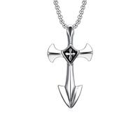 Collar Hombre, Collar de Cadena para y Mujer Vintage Punk Hip Hop Templar Knight Cross Colgante Collares para Mujeres 316L Fiesta de la Moda Jewerly