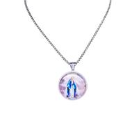 Collar Hombre, Collar de Tendencia a la Moda para Hombre, Collares de Cristal Virgen para Hombre/Mujer, Collares Redondos de joyería de Color Plateado, Regalo Personalizado