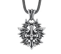 Collar Hombre, Collares de Hombre, Colgante de Insignias Cruzadas de Plata esterlina S925, Collar de Colgante Cruzado Vintage para y Mujeres