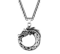 Collar Hombre, Collares para y joyería Personalizada Collares de mitología nórdica Serpiente Runas vikingas Nudo Celta Jormungand Colgante Retro Dragón Joyería Regalo