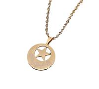 Collar Hombre, Collares para y Mujeres Collares Colgantes de Estrella Redonda con Flores Cadena grabada de Moda Regalo de joyería