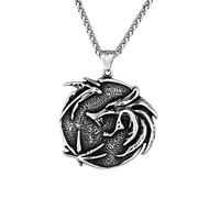 Collar Hombre, Collares y Joyas Personalizadas para Collares para Amuleto de dragón Celta Colgante Vikingo Vintage Mitología nórdica Punk Fenrir Lobo Regalo