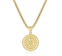 Collar Hombre/Mujer Acero Inoxidable 334l Collar de Cadena para Hombre Collar con Colgante de BrúJula Chapado en Joyas para Hombre CumpleañOs Aniversario DíA de San ValentíN Regalos para Padre Marido