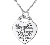 Collar I Love You to The Moon And Back Letter Collar con colgante en forma de corazón tallado regalo