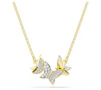 Swarovski Collar Idyllia Lilia, con Motivos de Mariposa en Pavé Suspendidos de una Cadena, Cierre de mosquetón, Colección Idyllia Lilia, Cristales Transparentes, Baño Tono Oro, Blanco