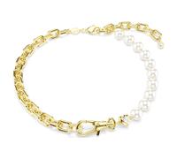 Collar Idyllia, Perla de cristal, Blanco, Acabado en oro de 18 quilates OS