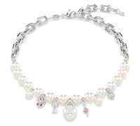 Collar Idyllia, Perla de cristal, Tallas mixtas, Blanco, Baño de rodio OS