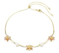 Collar Idyllia, Perla de cristal, Tallas mixtas, Flor, Multicolor, Baño tono oro OS