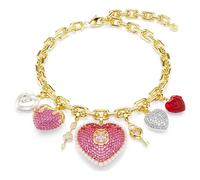 Collar Idyllia, Tallas mixtas, Corazón, llave, Multicolor, Acabado en oro de 18 quilates OS