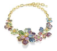 Collar Idyllia, Tallas mixtas, Pavé, Flor, Multicolor, Acabado en oro de 18 quilates OS