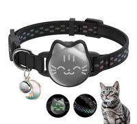 Collar impermeable para gato Airtag, collar de gato con patrón de peces luminoso y reflectante, collares ligeros para Apple Air Tag, soporte oculto para rastreador GPS para gatos, gatitos (9-13