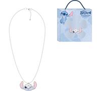 Collar infantil Disney Stitch con colgante encastrado en acabado brillante sobre cadena plateada ajustable | Set de bisutería exclusivo para niñas mayores de 3 años