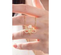 Collar Infinito Rosa Blanca Chapada en Oro de Plata de Ley 925 con Piedra de Circón