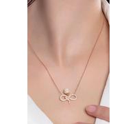 Collar Infinito Rosa Blanca Chapado en Oro Rosa de Plata de Ley 925 con Piedra de Circón