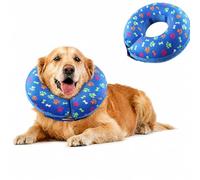 Collar Inflable Protector para Perros y Gatos Shyllin, Collar de Recuperación Inflable Perro con Velcro Ajustable, Adecuado para La Recuperación de Heridas Posoperatorias, Antilamidos (Azul-B, M)