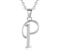 Collar inicial con colgante letra P y zircon 925 plata de ley regalo para mujeres VIKI LYNN