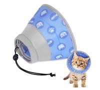Collar isabelino Gato,Collar Suave de recuperación de Gato,Ajustable Collar Protector para Gatos,Cono después de la Cirugía y Lesiones (Azul, S)