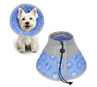 Collar isabelino Gato,Collar Suave de recuperación de Gato,Ajustable Collar Protector para Gatos,Cono después de la Cirugía y Lesiones (Azul, L)