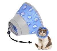 Collar isabelino Gato,Collar Suave de recuperación de Gato,Ajustable Collar Protector para Gatos,Cono después de la Cirugía y Lesiones (Azul, M)