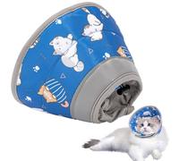 Collar Isabelino Gatos Ajustable,Suave Collar Recuperación Gato para Después de la Cirugía y Lesiones,Collar Isabelino Perro Pequeño (Azul, M)