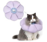Collar isabelino Gatos, Collar de Recuperación para Gato, contra mordeduras, Cono de Seguridad para curación de heridas, Flor Morada, Estilo (S)