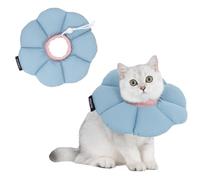 Collar isabelino Gatos, Collar de Recuperación para Gato, Resistente al Agua, contra mordeduras, Cono de Seguridad para curación de heridas, de Flor Azul, Estilo (L)