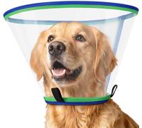 Collar Isabelino Perro, Transparente Collar Isabelino Perro Grande y Pequeño, Ajustable Collarín Perros para no Lamerse, Ligero Campana Perros (Azul, Size 1)