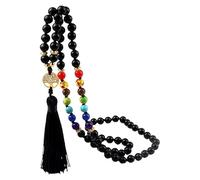 Collar Largo Anudado Con 108 Cuentas Mala Para Hombre Y Mujer, Con Piedras Preciosas Naturales, Colgante Del Árbol De La Vida Y Borla, Ideal Para Orar Y Regalar. Obsidiana De 8 Mm (80 Cuentas).