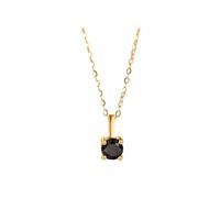 Collar largo para mujer, colgante redondo de diamante negro de 1 quilate, oro amarillo, joyería delicada