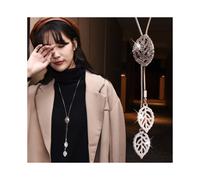 Collar largo y vanguardista para mujer con un elegante diseño de hojas, perfecto para días festivos y eventos.