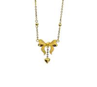 Collar Lazo Oro Colgante Corazón Coquette Minimalista Elegante para Mujer