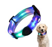 Collar LED iluminado para perros, collar de perro resplandor en la oscuridad, collar brillante ajustable iluminado | Luz para perros resistente a la intemperie, paseos nocturnos, exteriores,