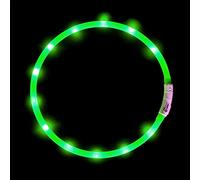 Collar LED para perro, recargable por USB, con luz intermitente, de silicona suave, impermeable, longitud ajustable, collar para mascotas con 3 modos de parpadeo, color verde