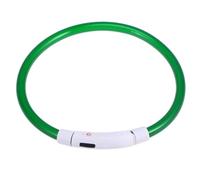 Collar LED Recargable para Perro Luz Nocturna USB 50cm Verde | Plástico Luminoso, Luz Fija de Fácil Uso, para Paseos Nocturnos y Perros