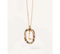 P D PAOLA - Collar Letra L - Plata de Ley 925 Bañada en Oro de 18k - Joyas para Mujer