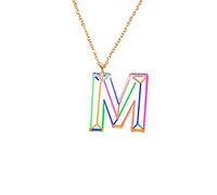 Collar Letra Rayas 26 Colores Colgante Collar Resina Acrílico Collares Inglés Colgante Camión Y Colgante, Acrílico, Sin gemas