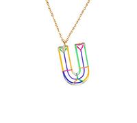 Collar Letra Rayas 26 Colores Colgante Collar Resina Acrílico Collares Inglés Colgante Camión Y Colgante, Acrílico, Sin gemas