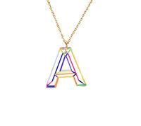 Collar Letra Rayas 26 Colores Colgante Collar Resina Acrílico Collares Inglés Colgante Camión Y Colgante, Acrílico, Sin gemas