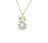 Collar Letra Rayas 26 Colores Colgante Collar Resina Acrílico Collares Inglés Colgante Camión Y Colgante, Acrílico, Sin gemas