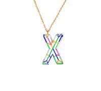 Collar Letra Rayas 26 Colores Colgante Collar Resina Acrílico Collares Inglés Colgante Camión Y Colgante, Acrílico, Sin gemas