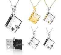 Collar Libro de AmorPersonalizado,Collar Libro de 10 Paginas Personalizado y Grabado para Niñas,Colgante que se puede abrir,Regalo Colgante Para Mi Hija de Mama y Papa