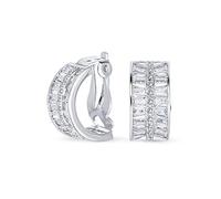 Collar Llamativo Estilo Art Deco Pendientesde Aros Con Aaa Cz Para Mujeres Boda Prom Fiesta Formal Clip En Plata Plateado